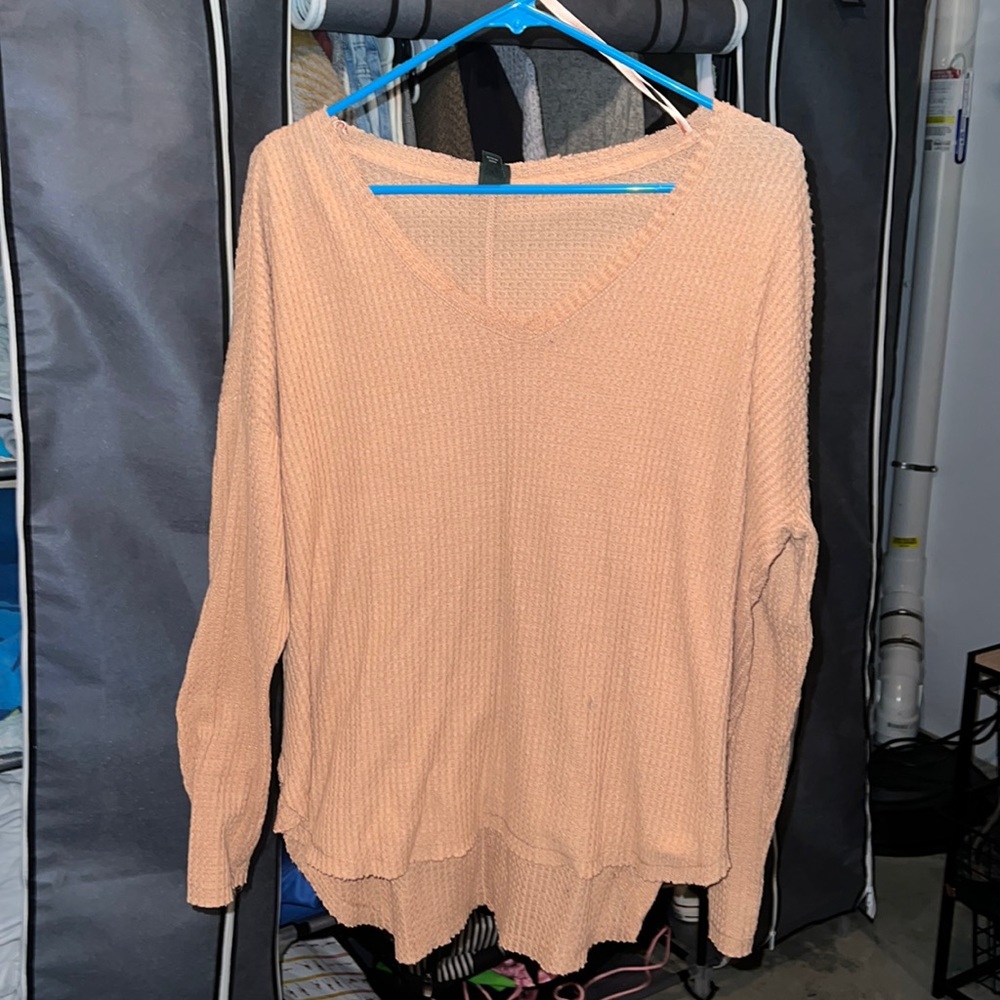 Wild Fable Orange Long Sleeve Waffle Shirt
